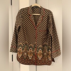 NWOT Zara Printed Pajama Style Blouse